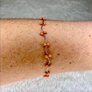 💎BOGO FREE! Orange beaded silver bracelet!🍊